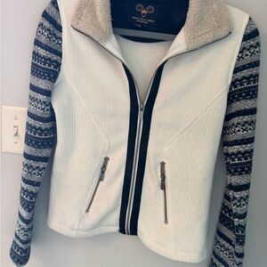 Women's White and Black Patterned Jacket